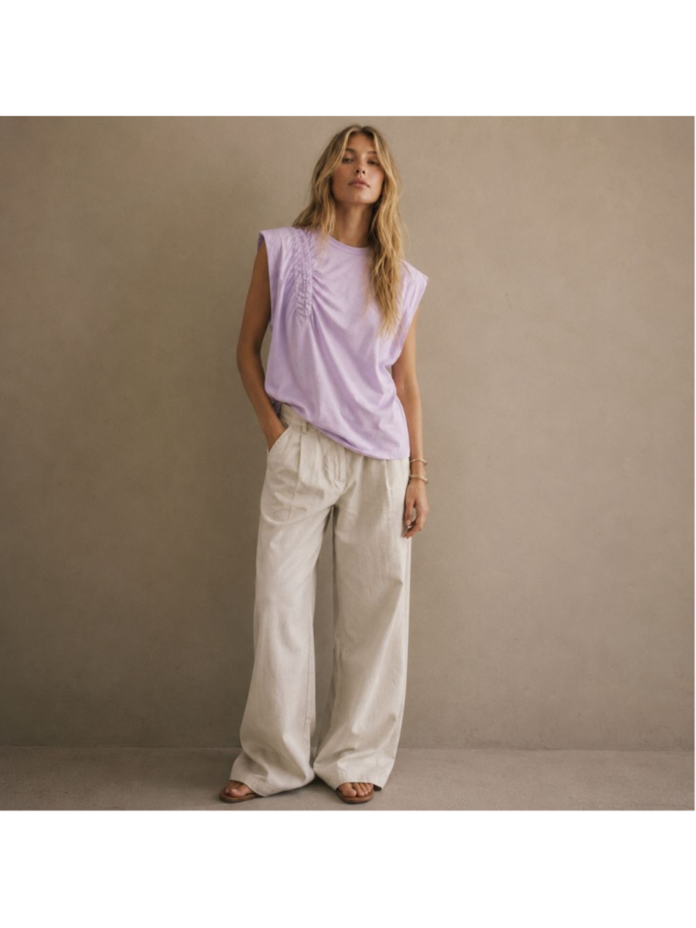 Anthropologie Pilcro Ruched Muscle Tee Lavender Purple NWT Sz M